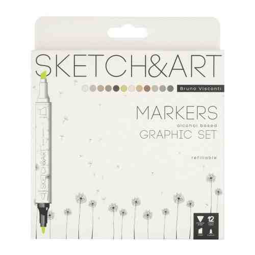 Маркеры Sketch&Art 12 цветов (толщина линии 1.0-5.0 мм) 22-0076/03 арт. 3505769