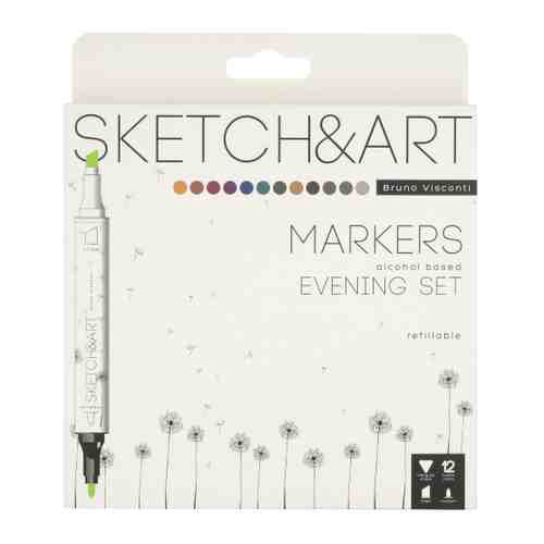Маркеры Sketch&Art 12 цветов (толщина линии 1.0-5.0 мм) 22-0076/05 арт. 3505787