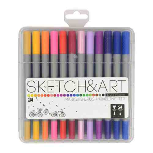 Маркеры Sketch&Art 24 цвета кисточка и линер (толщина линии 1.0 мм) арт. 3505788