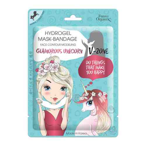 Маска-бандаж для лица Funny Organix Glamorous Unicorn Гидрогелевая для моделирования овала лица 8 г арт. 3427484