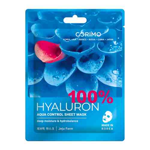 Маска для лица Corimo Акваконтроль 100% Hyaluron тканевая 22 г арт. 3449261