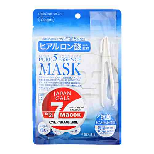 Маска для лица Japan Gals Pure 5 Essentialс Mask с гиалуроновой кислотой 7 штук арт. 3250694