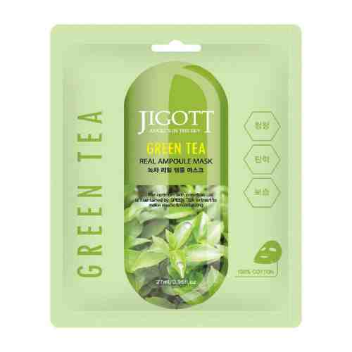 Маска для лица Jigott c экстрактом зеленого чая ампульная тканевая 27 мл арт. 3482617