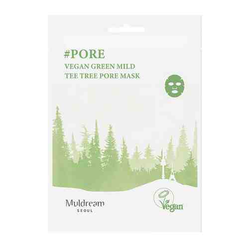 Маска для лица Muldream Vegan Green Mild Tea Tree Pore Mask тканевая 25 мл арт. 3500091