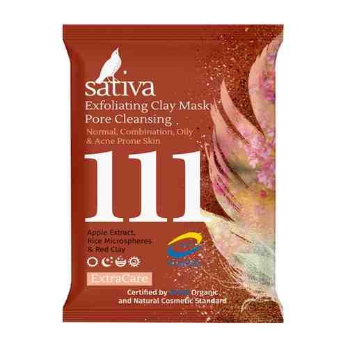 Маска-гоммаж для лица Sativa №111 для очищения пор с экстрактом яблока микросферами риса и красной глиной 15 г арт. 3421274