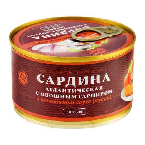 Сардина Золотистая Рыбка атлантическая с овощным гарниром в томатном соусе 240 г арт. 3453087
