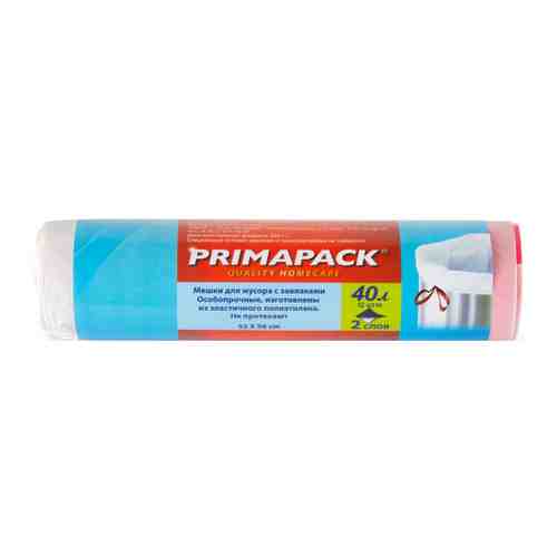 Мешки для мусора Prima Pack с завязками белые 40 л 12 штук арт. 3442481
