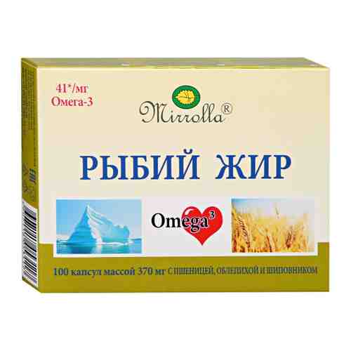 Мирролла Рыбий жир пищевой с пшеницой облепихой и шиповник 370 мг (100 капсул) арт. 3508947