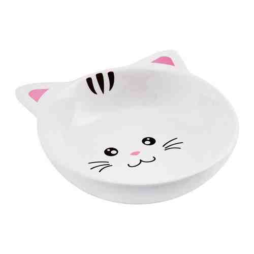 Миска КерамикАрт керамическая Мордочка кошки белая для кошек 240 мл арт. 3474764