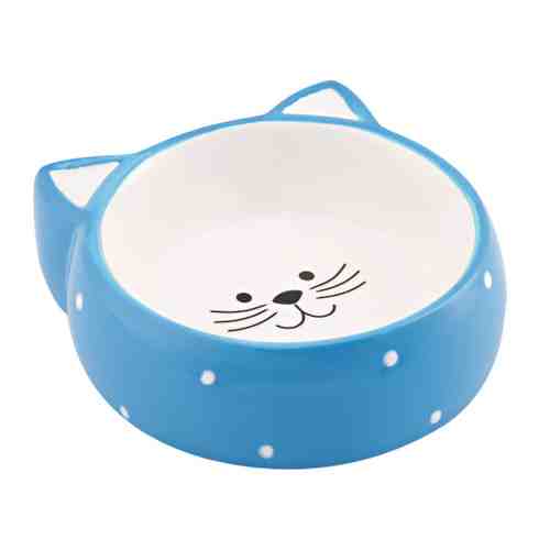 Миска КерамикАрт керамическая Мордочка кошки голубая для кошек 250 мл арт. 3474718