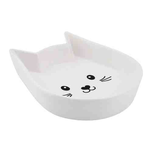 Миска КерамикАрт Мордочка кошки керамическая белая для кошек 200 мл арт. 3462660