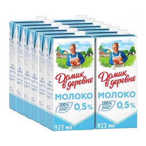 Молоко Домик в деревне ультрапастеризованное 0.5% 12 штук по 923 мл арт. 3306723