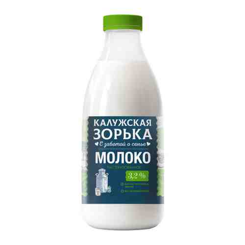 Молоко Калужская Зорька пастеризованное 3.2% 900 мл арт. 3375317