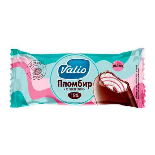 Мороженое Valio Эскимо пломбир с ароматом ванили с малиной в молочном шоколаде 15% 80 г арт. 3439518