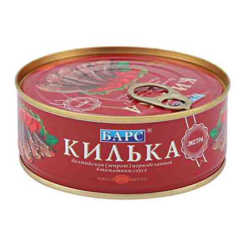 Килька Барс неразделанная балтийская в томатном соус Экстра 250 г арт. 3455800