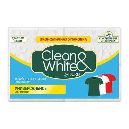 Мыло Clean&White by duru хозяйственное Универсальное 4 штуки по 120 г арт. 3516489