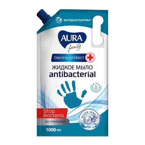 Мыло жидкое Aura Family с антибактериальным эффектом Олива и сок алоэ 1 л арт. 3415965