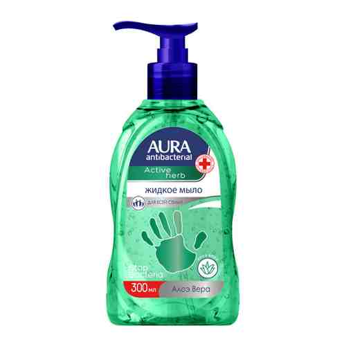 Мыло жидкое для рук Aura увлажняющее с антибактериальным эффектом с Алоэ Вера 300 мл арт. 3264388