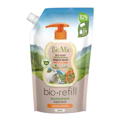 Мыло жидкое для рук BioMio Bio-Soap Refill экологичное с маслом абрикоса cмягчающее 500 мл арт. 3516885