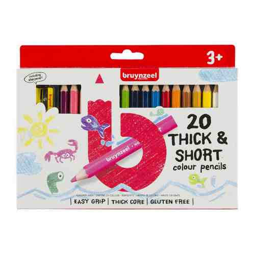 Набор цветных карандашей Bruynzeel толстых 20 цветов и точилка для детей от 3 лет арт. 3509462