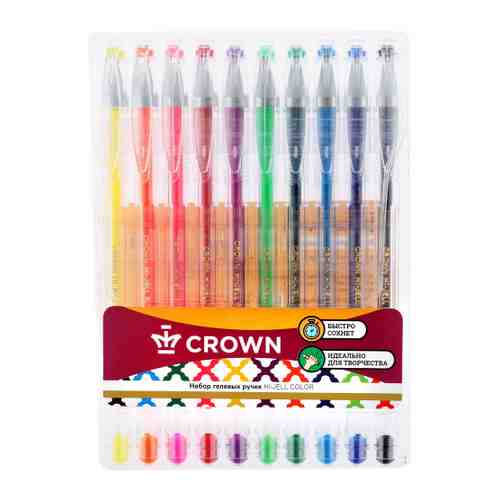 Набор гелевых ручек Crown Hi-Jell Color 10 цветов (толщина линии 0.5 мм) арт. 3424512