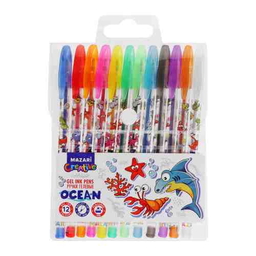 Набор гелевых ручек Mazari Ocean с блестками ароматизированные 12 цветов (толщина линии 0.9 мм) арт. 3488431
