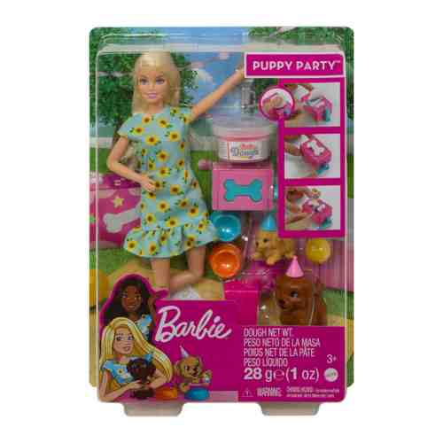 Набор игровой Mattel Barbie и щенки кукла Барби с питомцами и аксессуарами для щенков арт. 3481869