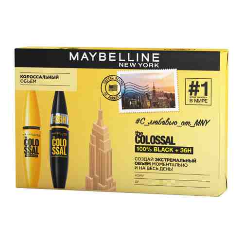 Набор Maybelline тушь для ресниц colossal 100% black + тушь colossal 36H 70 г арт. 3504394