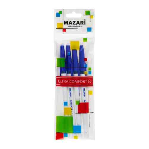 Набор шариковых ручек Mazari Galanta синий 4 штуки (толщина линии 0.7 мм) арт. 3488475