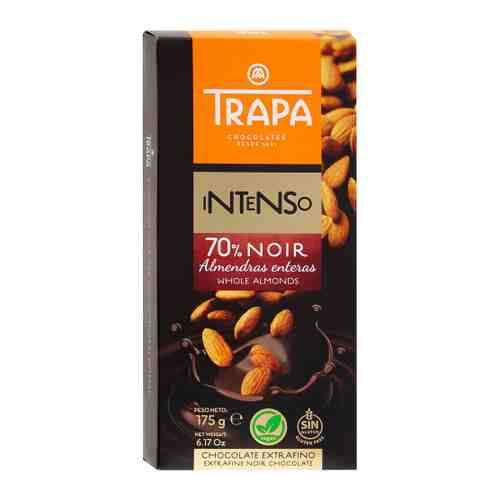 Шоколад Trapa Intenso Noir горький с цельным миндалем 70% 175 г арт. 3516346