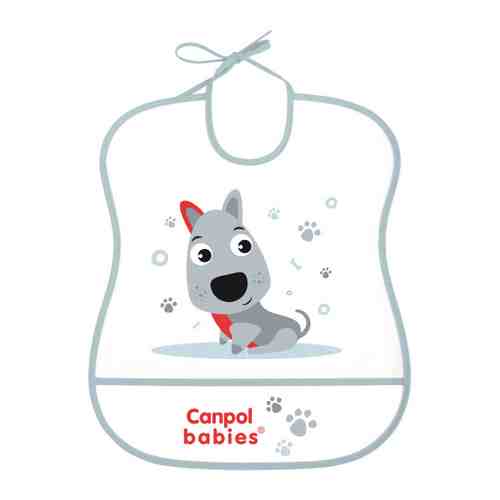 Нагрудник детский Canpol babies Собачка пластиковый мягкий от 6 месяцев голубой арт. 3382356