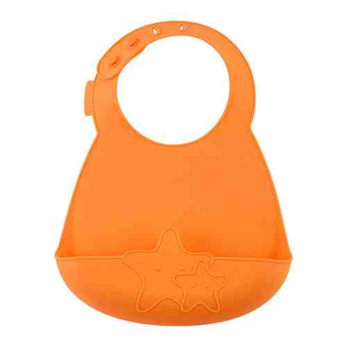 Нагрудник детский Little Angel Морская звезда силиконовый от 4 месяцев оранжевый арт. 3395992