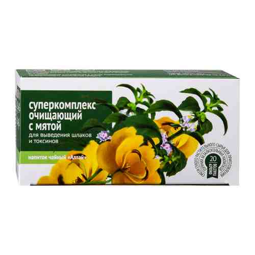 Напиток Алтай чайный Суперкомплекс Очищающий с мятой Для выведения шлаков и токсинов 20 пакетиков по 2 г арт. 3486686