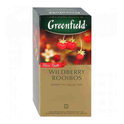 Напиток Greenfield Wildberry Rooibos чайный с кусочками ягод земляники и клюквы 25 пакетиков по 1.5 г арт. 3356587