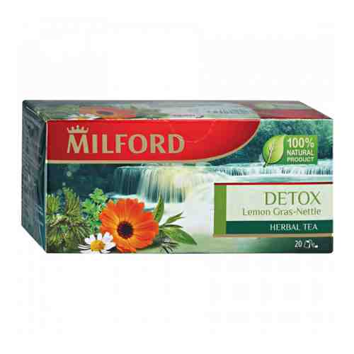 Напиток Milford Detox Lemon Gras-Nettle чайный сорго лимонное-крапива 20 пакетиков по 2 г арт. 3276329