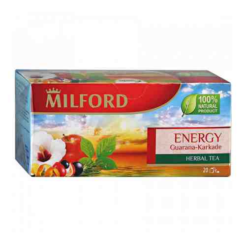 Напиток Milford Energy Guarana-Karkade чайный гуарана-каркадэ 20 пакетиков по 2 г арт. 3276328