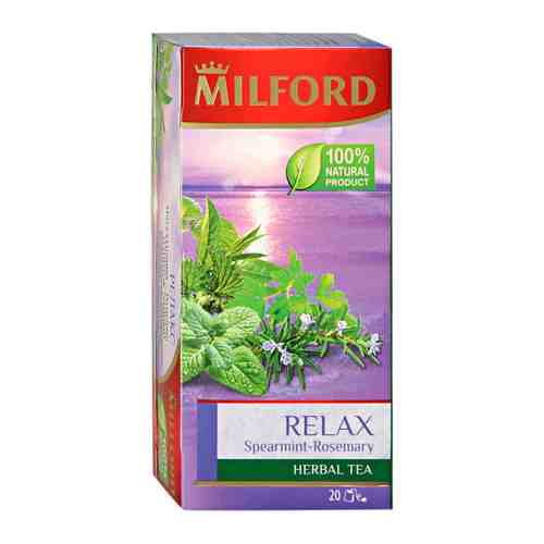 Напиток Milford Relax чайный Мята курчавая - Розмарин 20 пакетиков по 1.75 г арт. 3442105