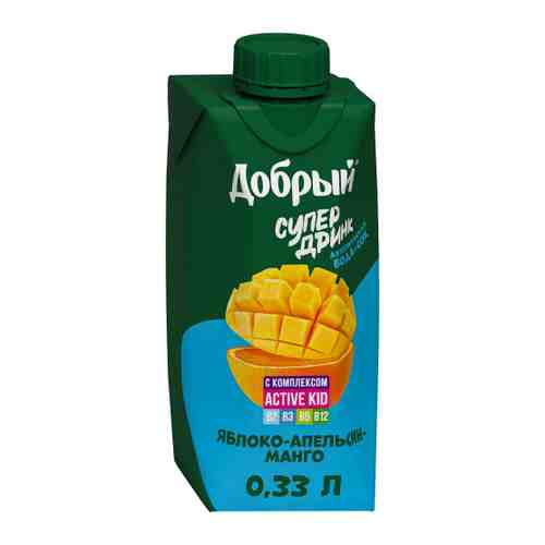 Напиток сокосодержащий Добрый Active kids Яблоко Апельсин Манго негазированный 0.33 л арт. 3477986