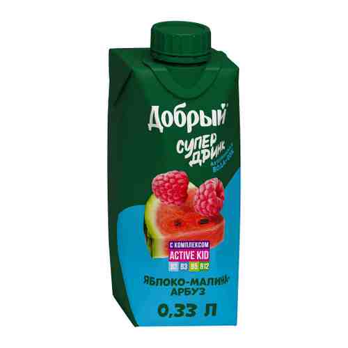 Напиток сокосодержащий Добрый Active kids Яблоко Малина Арбуз негазированный 0.33 л арт. 3478008