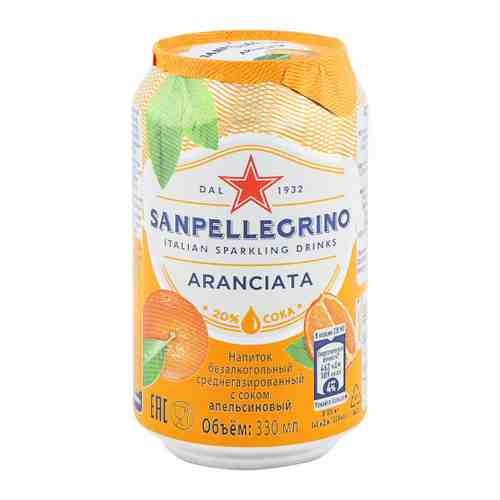 Напиток сокосодержащий SanPellegrino Aranciata Апельсин газированный 0.33 л арт. 3257602