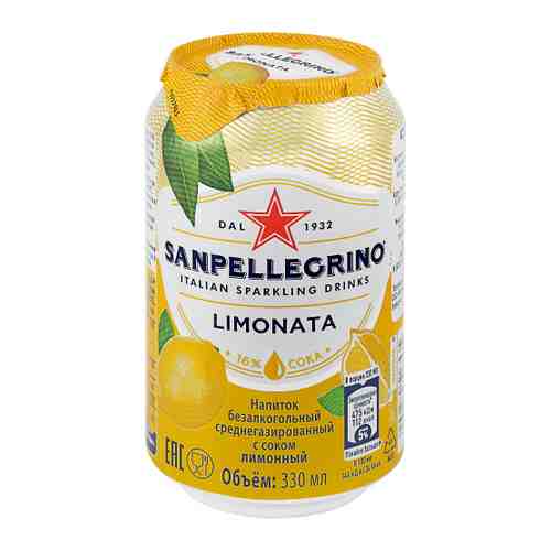 Напиток сокосодержащий SanPellegrino Limonata Лимон газированный 0.33 л арт. 3257604