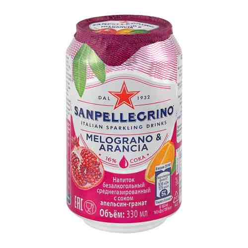 Напиток сокосодержащий SanPellegrino Melograno e Arancia Апельсин Гранат газированный 0.33 л арт. 3368190