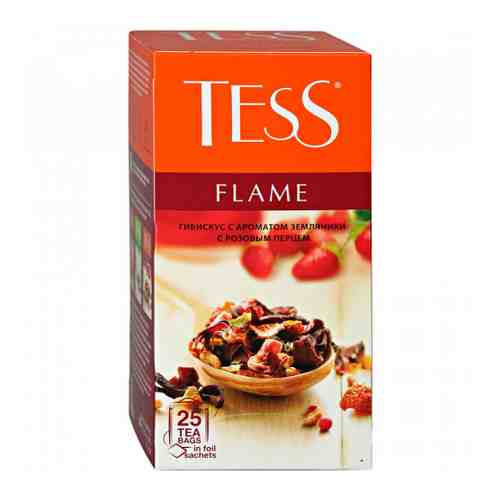 Напиток Tess Flame чайный со вкусом и ароматом земляники с розовым перцем 25 пакетиков по 2 г арт. 3372457