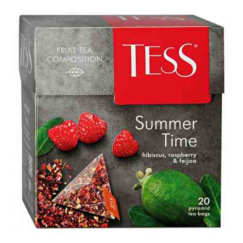Напиток Tess Summer Time чайный с ароматом малины и фейхоа 20 пирамидок по 1.8 г арт. 3372459