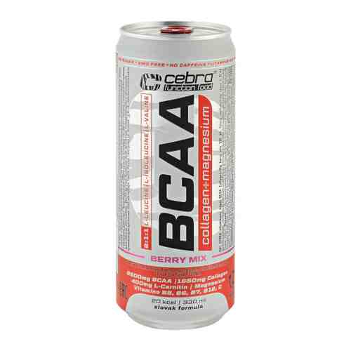 Напиток витаминизированный Cebra BCAA Collagen+Mg ягодный безалкогольный слабогазированный 0.33 л арт. 3517131