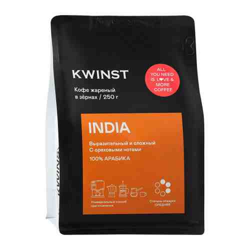 Кофе Kwinst India жареный в зернах 250 г арт. 3449124