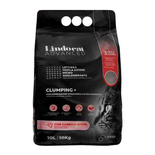 Наполнитель Lindocat Advanced Clumping+ Con Carboni Attivi комкующийся с угольными гранулами для кошачьего туалета 10 л арт. 3459223