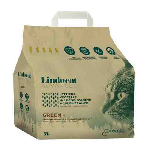 Наполнитель Lindocat Advanced Green+ комкующийся древесный для кошачьего туалета 7 л арт. 3422367