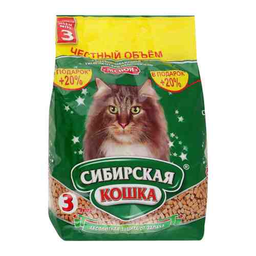 Наполнитель Сибирская кошка Лесной древесный для кошачьего туалета 3 л арт. 3461863