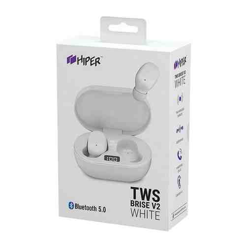 Наушники HIPER TWS Brise V2 White Bluetooth 5.0 гарнитура Li-Pol 2x40мАч+300мАч LCD беспроводные белые арт. 3448599